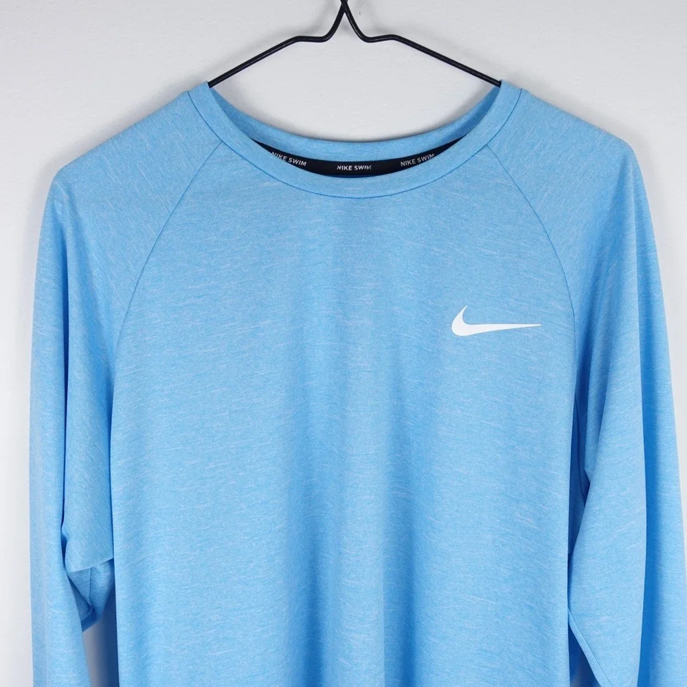 Nike Swim Dri-Fit Men's Long Sleeve Rash Guard Shirt Blue UPF 40+ Size L